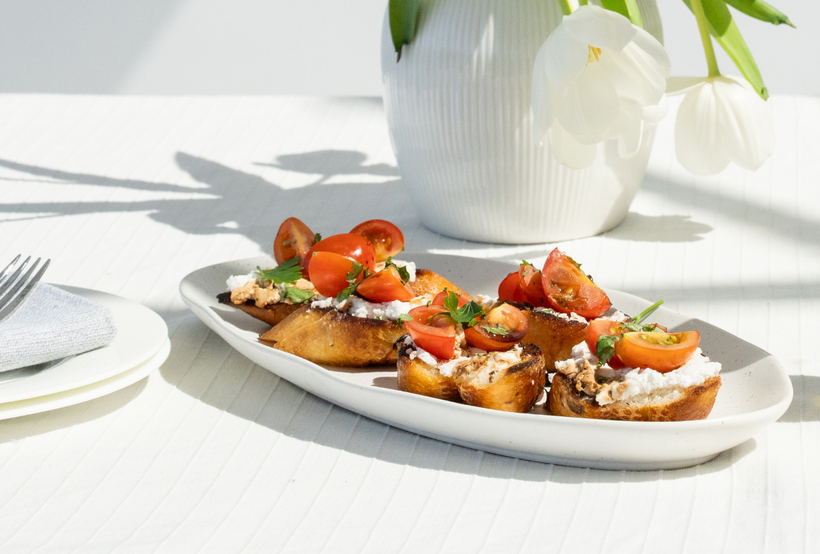Goat Cheese Bruschetta with Tomato & Basil