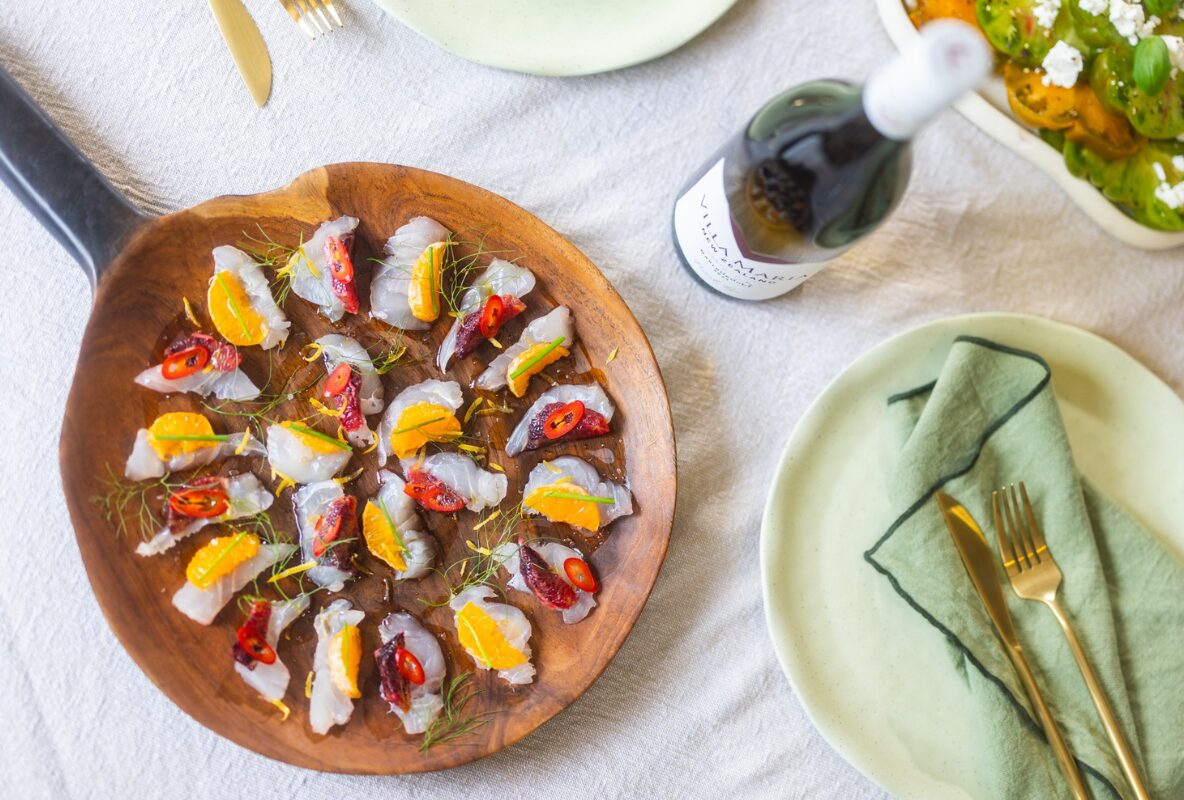 Snapper Crudo with Yuzu Olive Oil